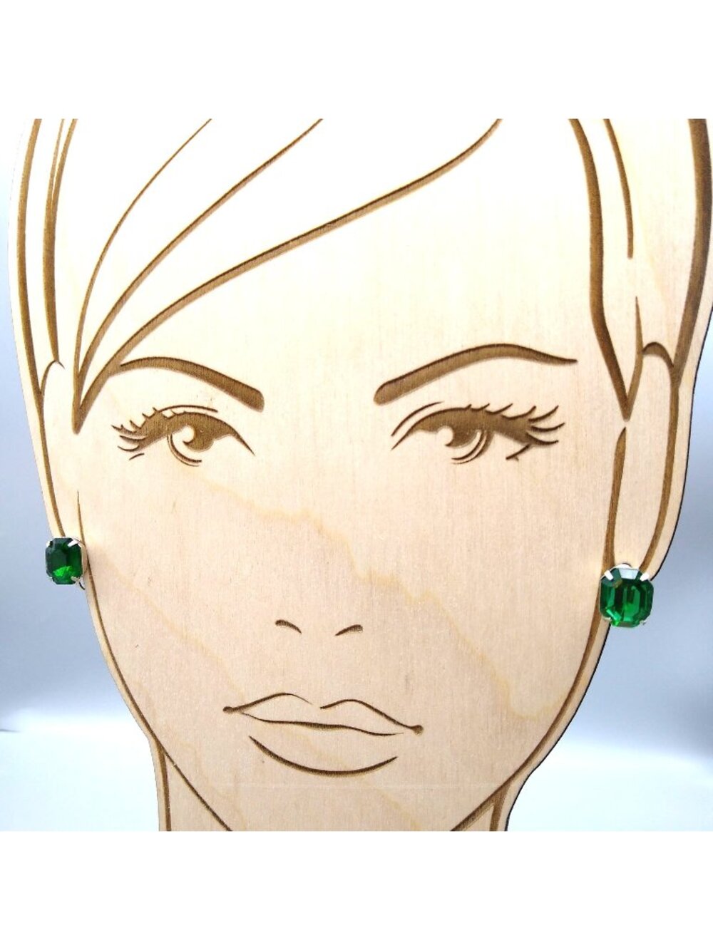 Vintage Faceted Green Crystal Earrings with Emerald Cut Sparkle, Classic Tiny